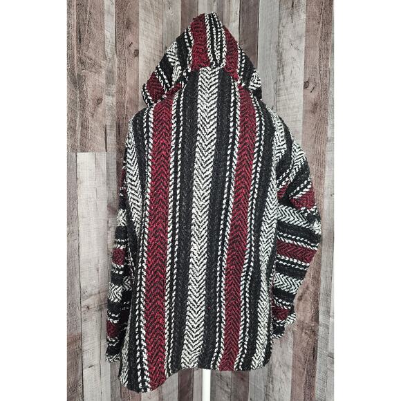 EARTH RAGZ Baja Mexican Pull Over HOODIE Rag Size Med Cotton VINTAGE Gift - Picture 2 of 7